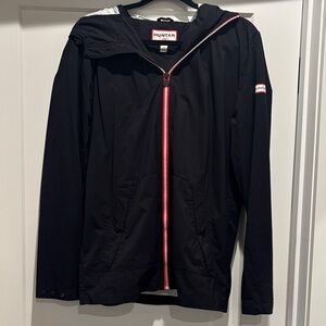 Hunter Black Rain Jacket with Red and White Accents
